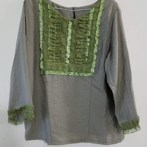 Green lace blouse